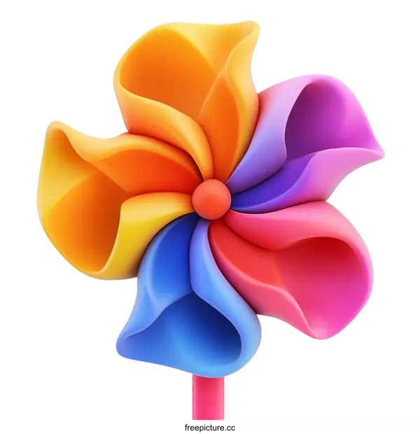 [Transparent Background PNG]Colorful Whimsical Windmill Illustration