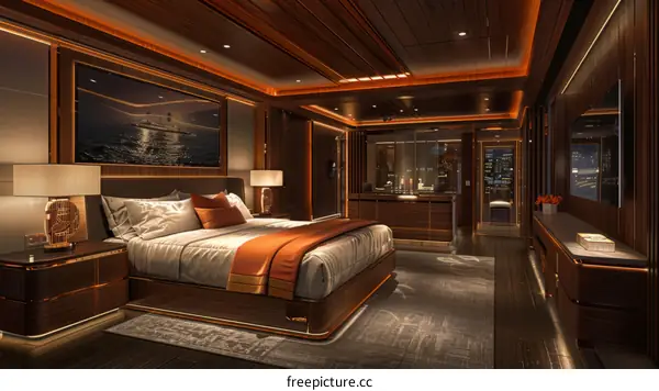 Luxury yacht master bedroom interior design