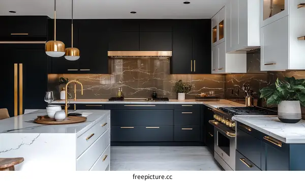 Modern Luxury Kitchen Design with Black and White Cabinets