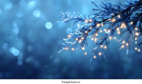 Winter Night Lights on Frozen Branches