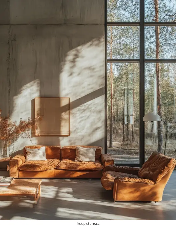 Modern Living Room with Large Windows