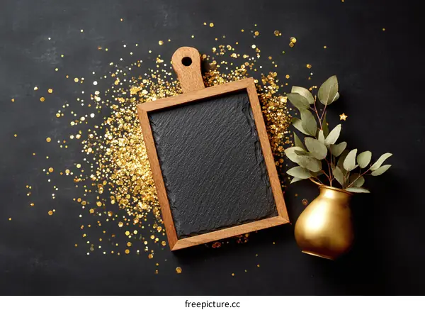 Elegant Gold Glitter Arrangement on Dark Background