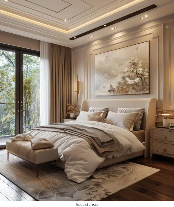 Elegant Beige Bedroom Interior Design