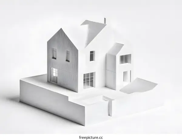 White Minimalist House Model on White Background