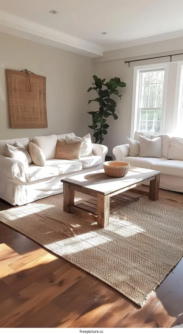 A Coastal Living Room Awash in Natural Textures and Light