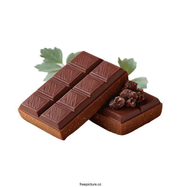 [Transparent Background PNG]Dark Chocolate Bar with Toppings