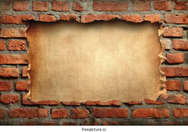 Aged Paper Framed by a Brick Wall