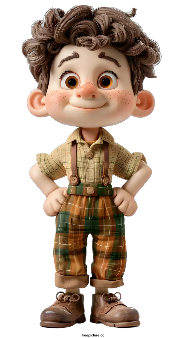 [Transparent Background PNG]Cute Cartoon Boy Standing with Hands on Hips