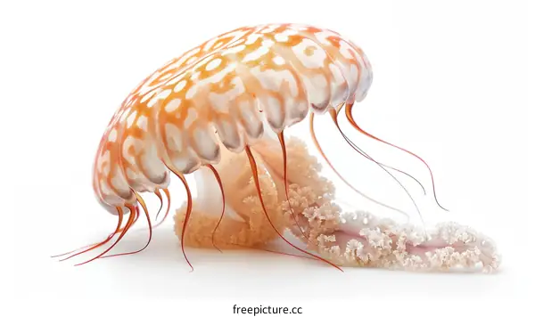 Orange Jellyfish Isolated On White Background