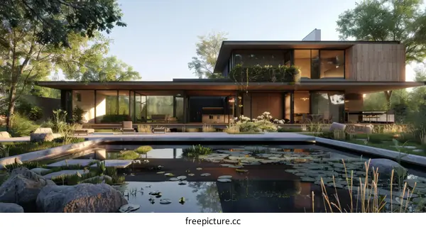 Modern House with Pool and Garden