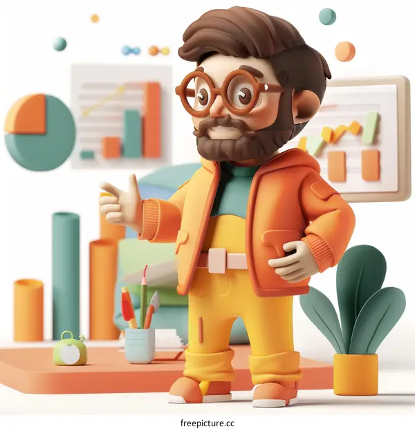 Businessman Presenting Data Analysis with Charts and Graphs