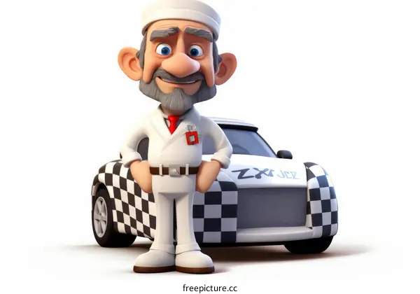 Funny cartoon car mechanic