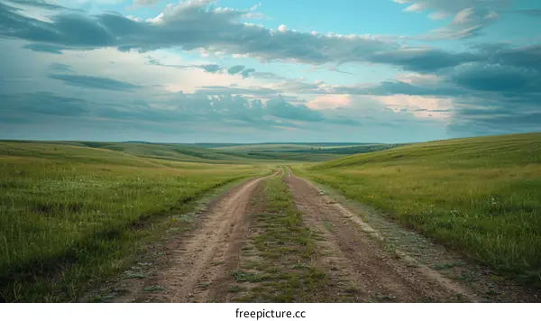 Countryside Dirt Road at Sunset
