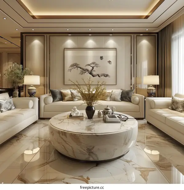 Living Room Design with Modern and Chinese Elements