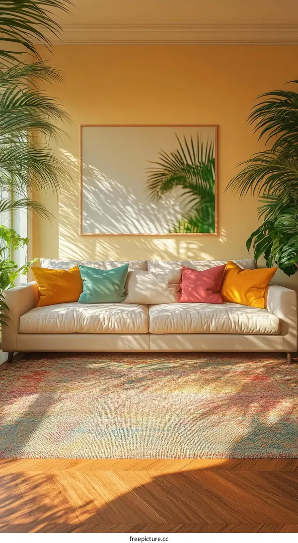 Cozy Living Room with Tropical Vibe