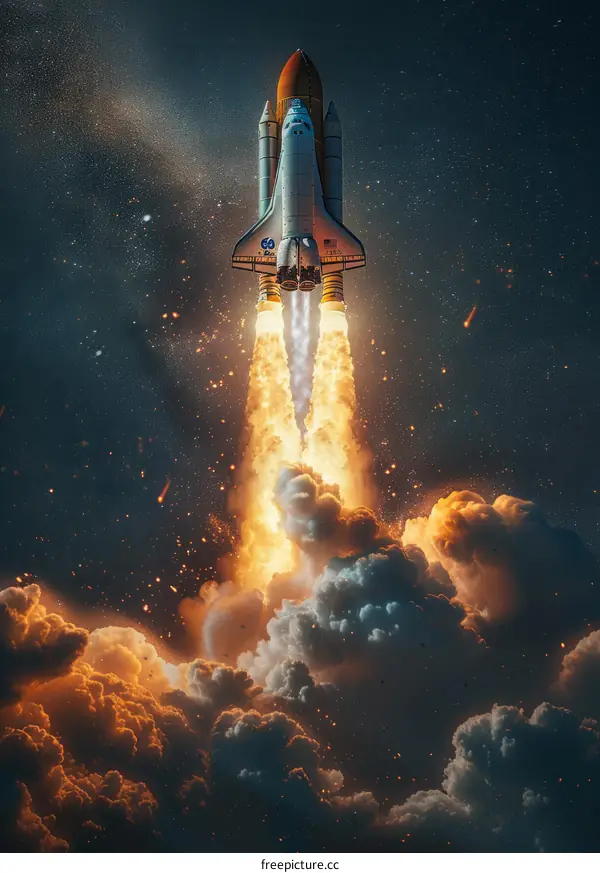 The Space Shuttle Atlantis Launches into Space