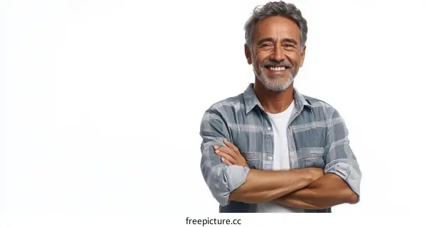 Smiling Middle-Aged Man with Arms Crossed