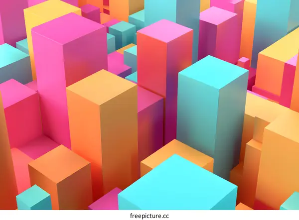 Abstract 3D Colorful Cubes Background