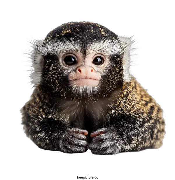 [Transparent Background PNG]Cute Baby Monkey Looking Up With Furry Body