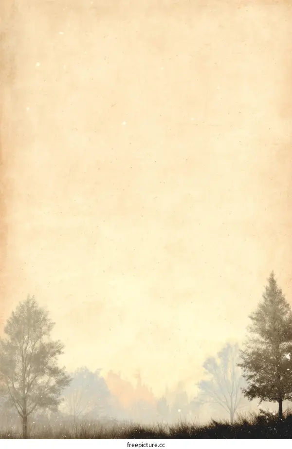 Vintage Winter Forest Landscape Illustration