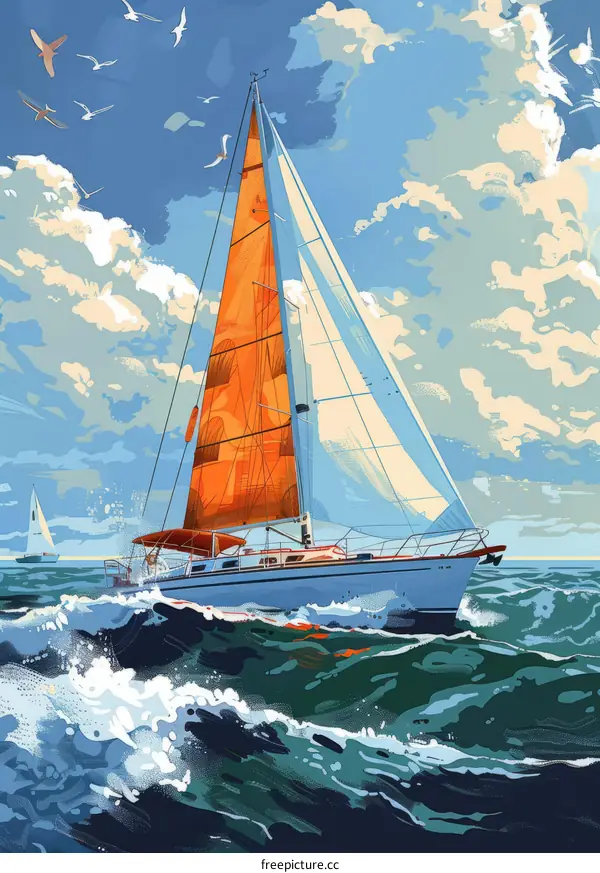 Orange Sails in the Blue Ocean