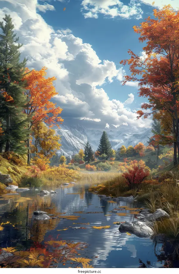 Serene Autumn Lake with Mountain Reflections