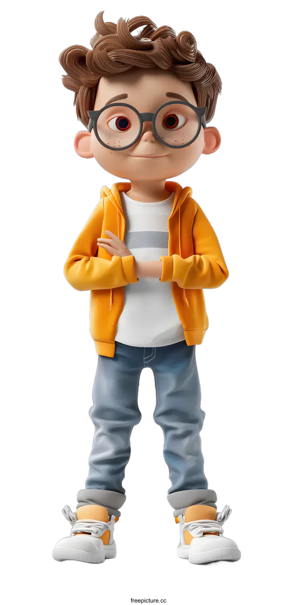 [Transparent Background PNG]Confident Boy with Folded Arms