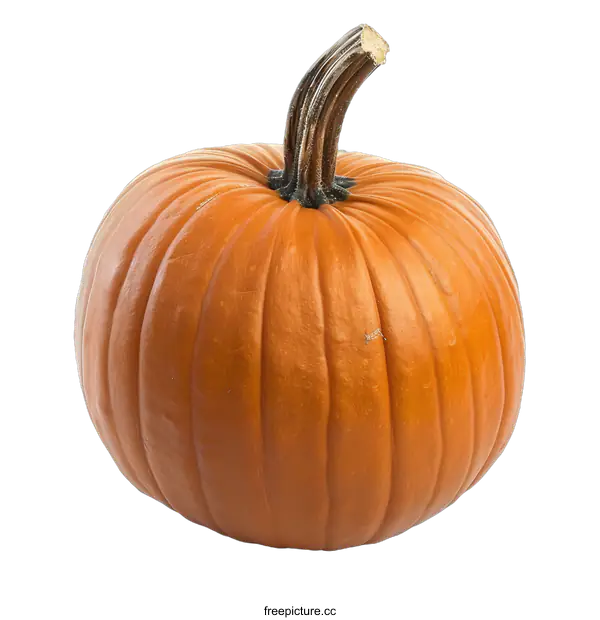 [Transparent Background PNG]Single Orange Pumpkin Isolated on White Background