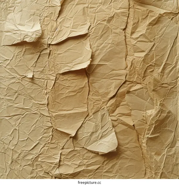 Close-up of crumpled brown paper texture