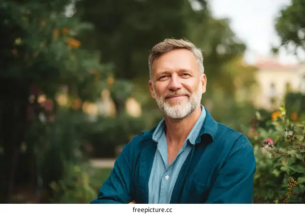 Smiling Caucasian Man Outdoors Portrait
