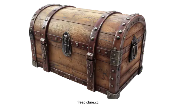 [Transparent Background PNG]Old Wooden Chest with Metal