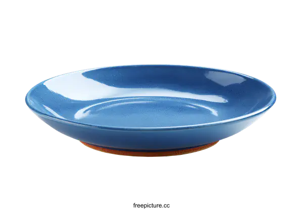 [Transparent Background PNG]Empty Blue Ceramic Plate on White Background