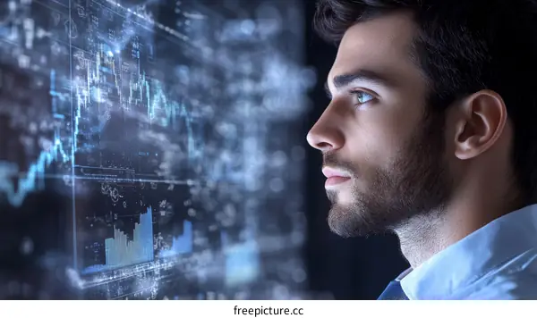 Focused Man Analyzing Data Visualization