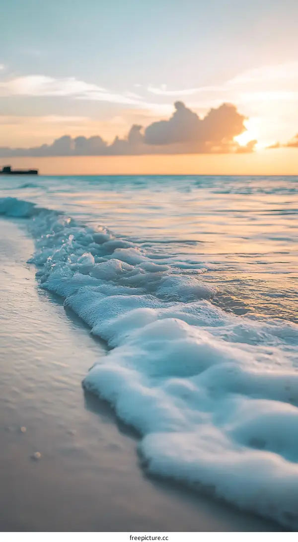 Sunset Beach Waves, Ocean Foam