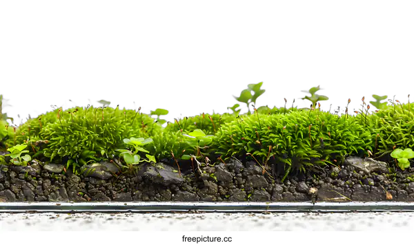 [Transparent Background PNG]Green Moss and Rocks on a White Background