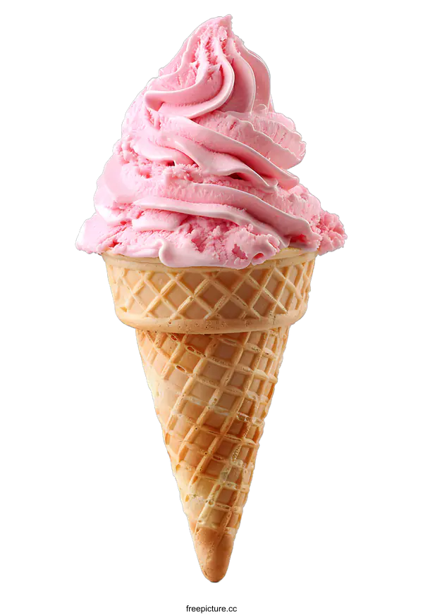 [Transparent Background PNG]A delicious strawberry ice cream cone