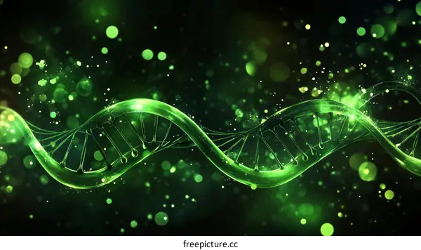Abstract DNA Double Helix Illustration in Green