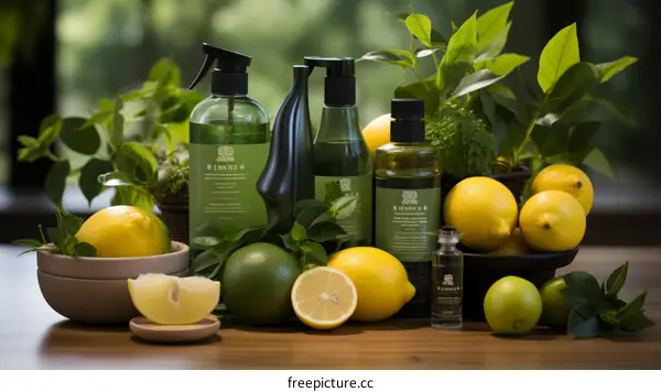Natural cleaning products with citrus fruits