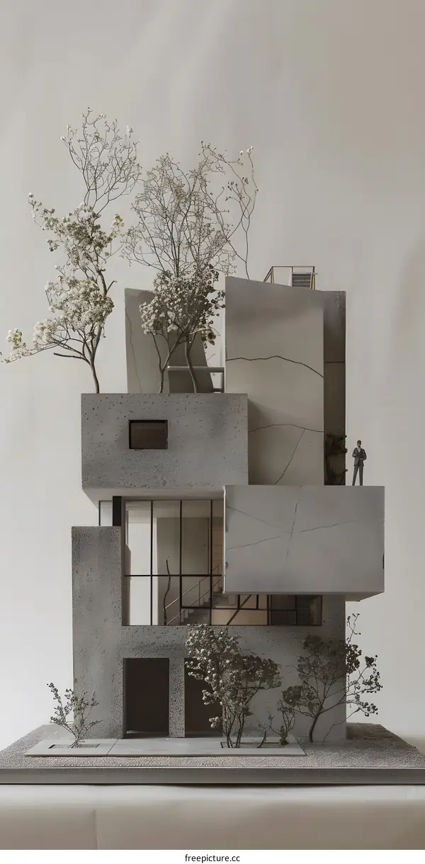 Modern Minimalist Concrete House Architectural Model