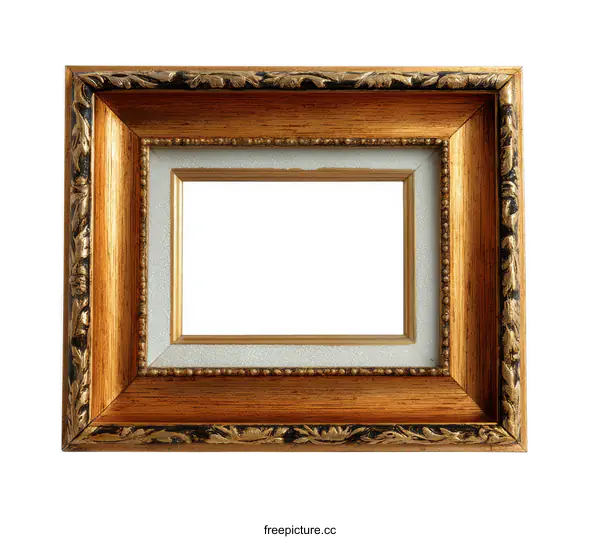 [Transparent Background PNG]Vintage Wooden Picture Frame with Ornate Design