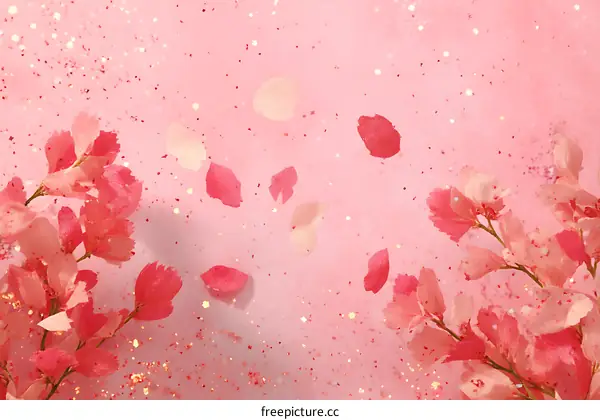 Delicate Pink Flowers with Glittering Background