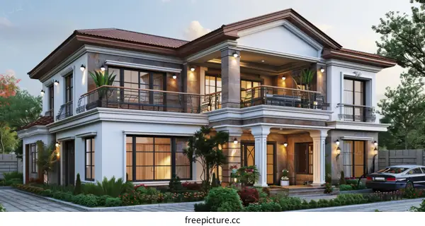 Luxury Mansion Exterior Design Illustration