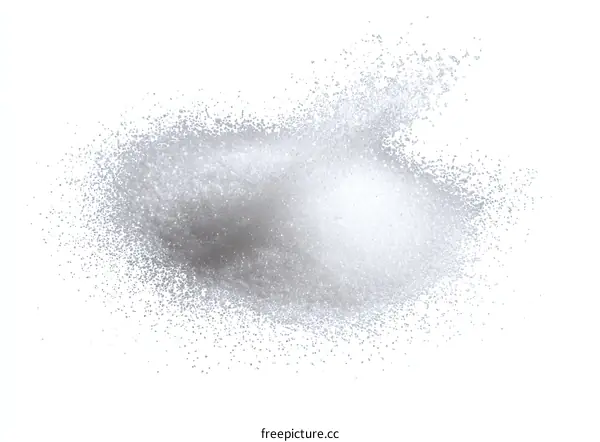 Sugar Crystals Scattered on White Background
