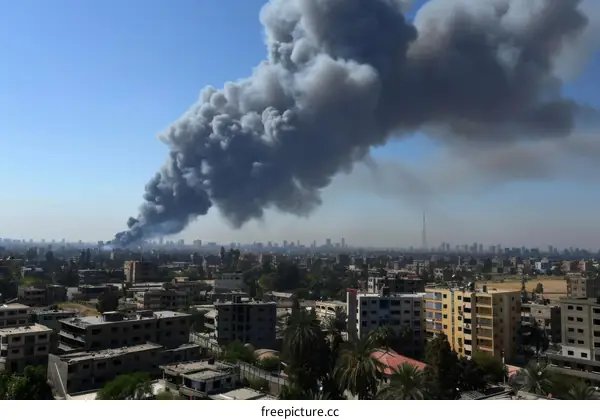 Thick black smoke billows over Syria's Idlib city after reported airstrikes