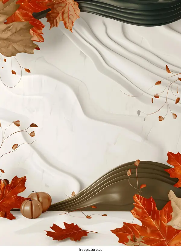 Abstract Autumn Background With Fall Leaves And Pumpkins