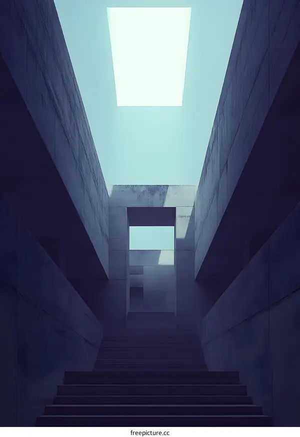 Abstract Minimalist Concrete Architecture Staircase