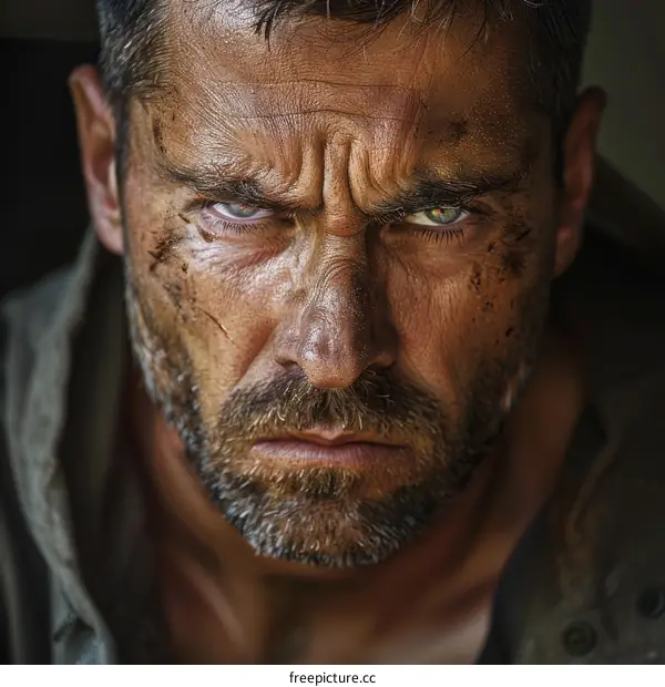 Close-up Portrait of a Determined Man