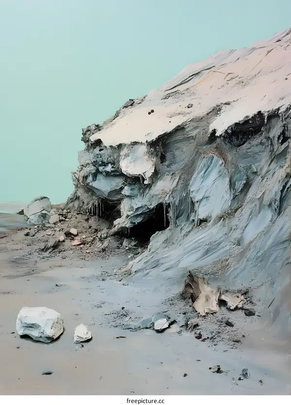 Abstract Painting of Rock Formations and Cave