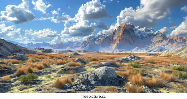 Arid Desert Landscape with Mountains in the Distance