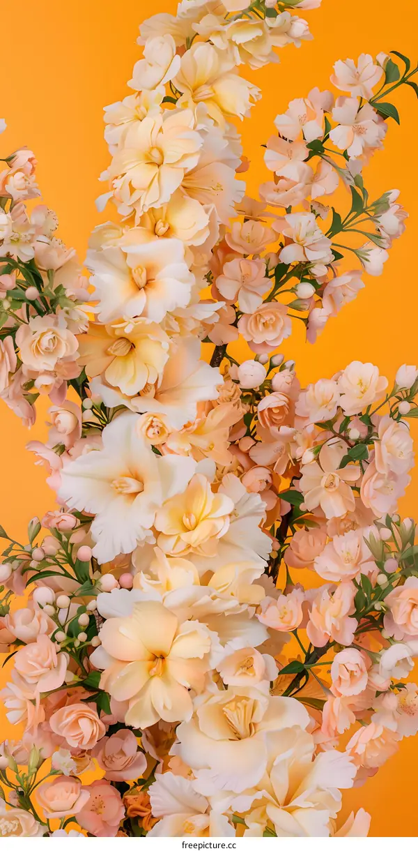 Pastel Flowers on a Bright Yellow Background
